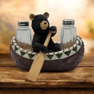 Bear Canoe Salt and Pepper Shaker Set